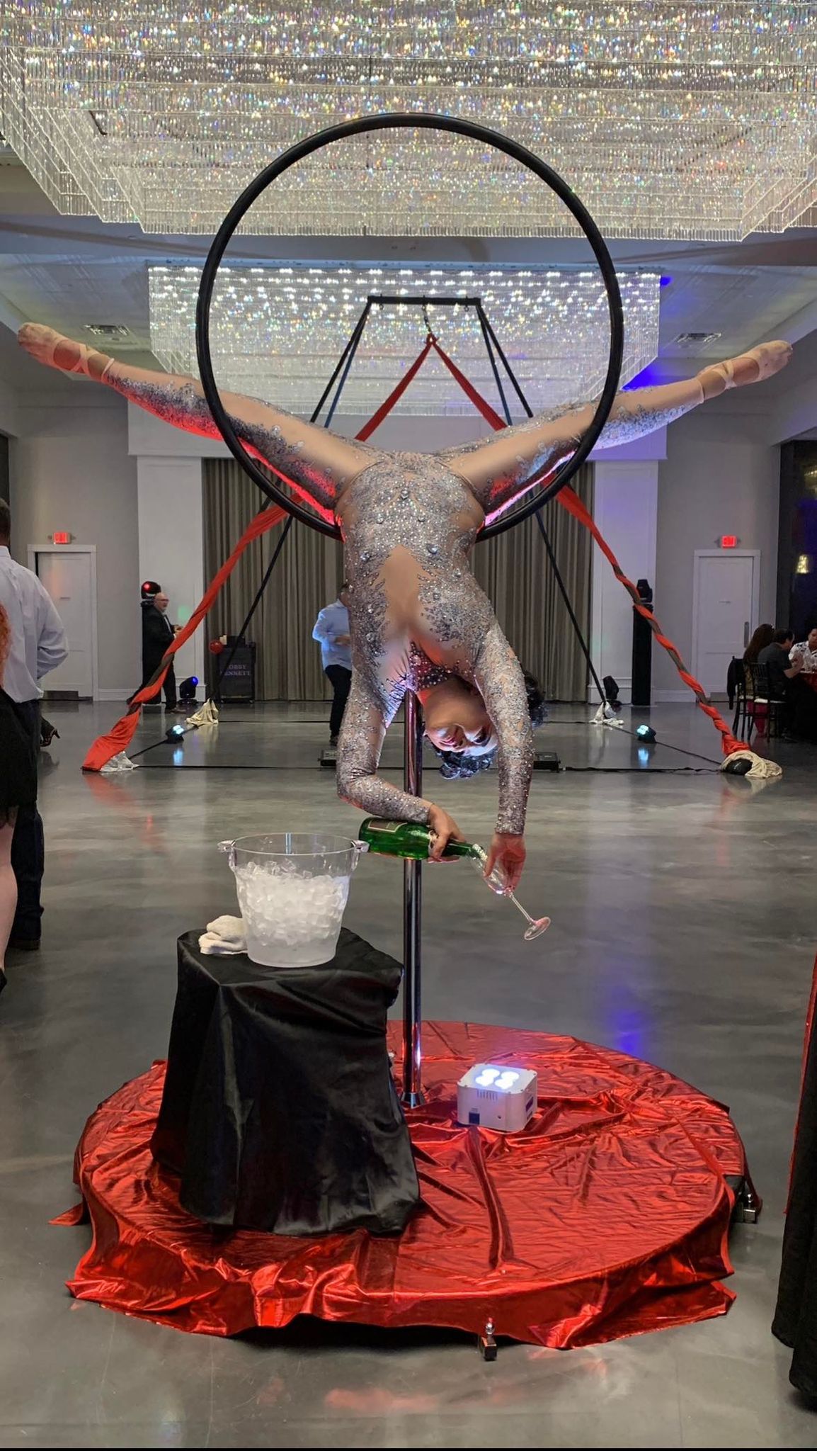 Woman pouring champagne upside down